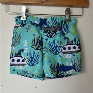Cat & Jack Blue and Green Swim Trunks with Nautical Theme